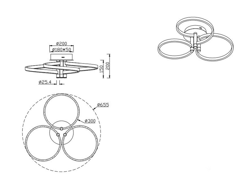 Kattovalaisin TRIO Caruso led 43W 4980lm musta/kulta