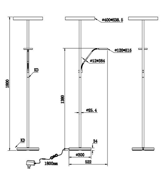Lattiavalaisin TRIO Willis led 39+5,5W 4600+550lm kulta