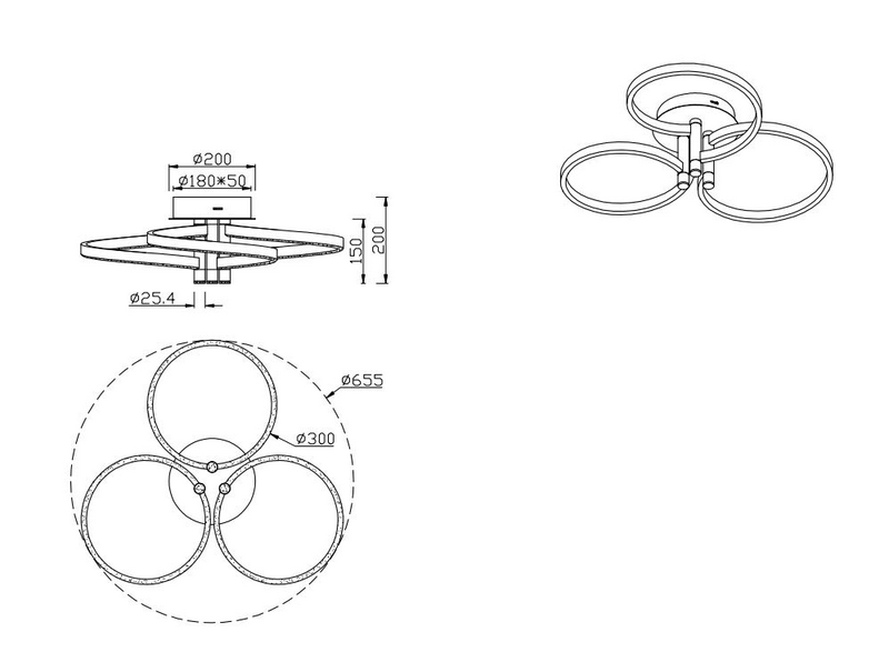 Kattovalaisin TRIO Caruso led 43W 4980lm musta/alumiini