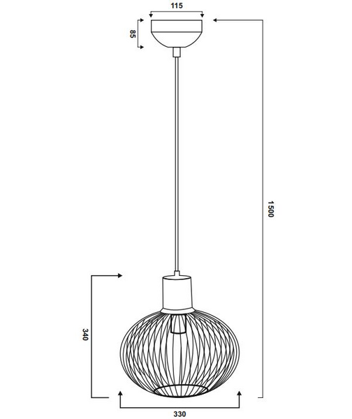 Riippuvalaisin TRIO Gila E27 33cm mattamusta