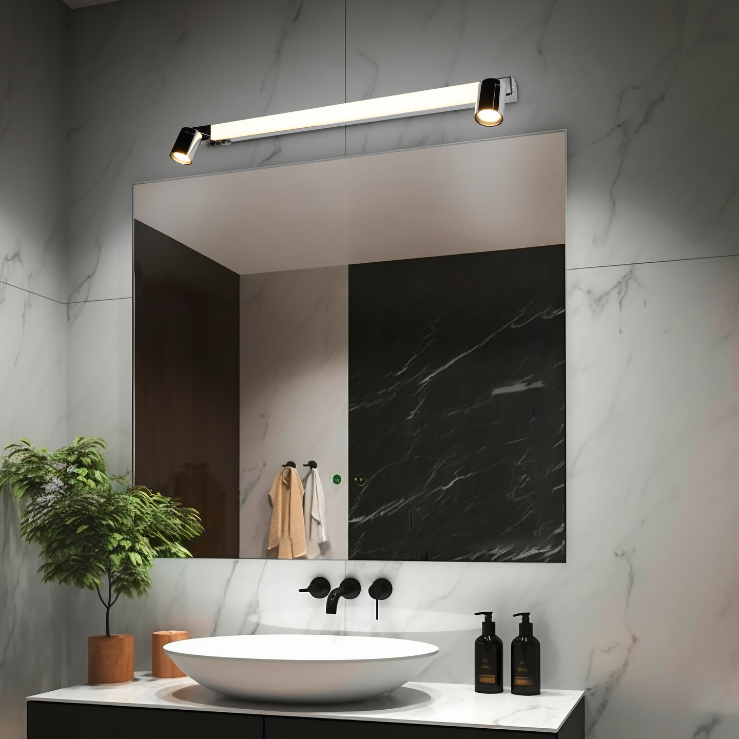 Seinävalaisin TRIO Enrico led 9W+2xGU10 90cm kromi