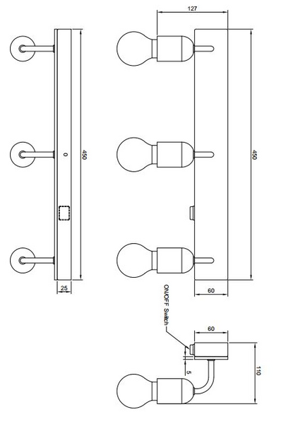 Seinävalaisin TRIO Arturo E27 3-osainen puu/mattamusta