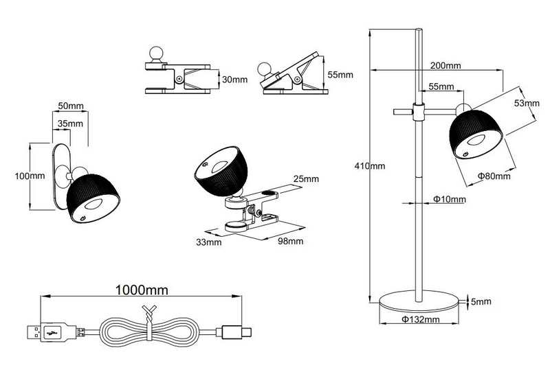 Pöytävalaisin TRIO Maxima led 3W 250lm musta ladattava