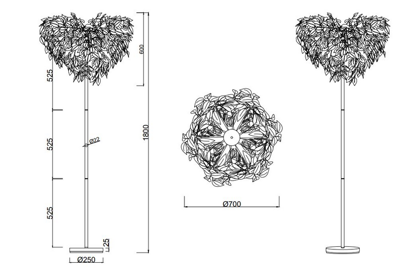 Lattiavalaisin TRIO Leavy 3xE14 vihreä