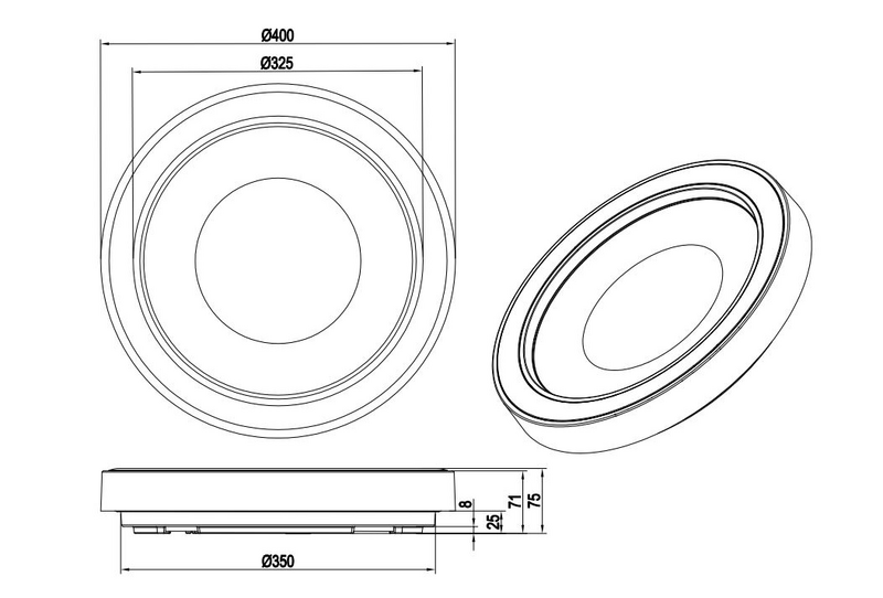 Kattovalaisin TRIO Arco led 22W 40cm RGBW mattamusta