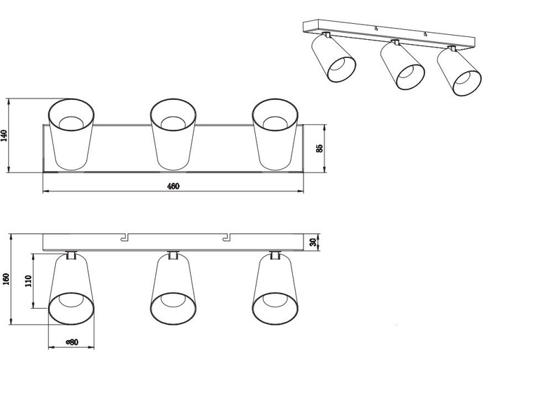Spotti TRIO Sharp GU10 3-osainen mattavalkoinen/kulta