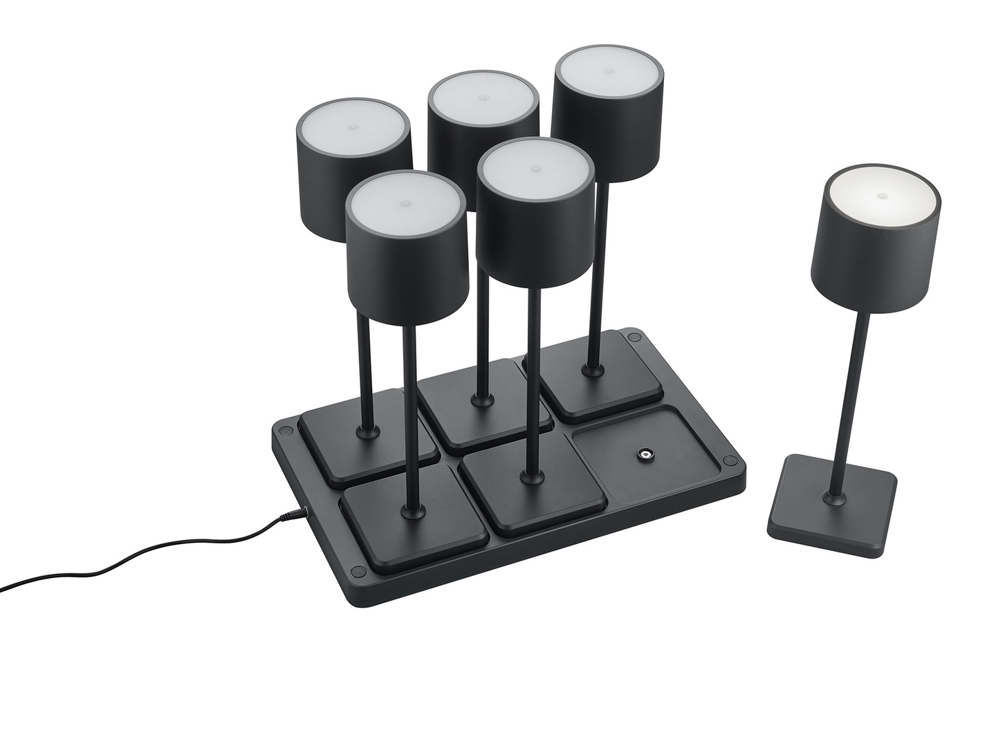 Ulkopöytävalaisin TRIO Fernandez led 6x1,5W musta ladattava