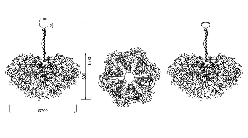 Riippuvalaisin TRIO Leavy 4xE14 70cm vihreä