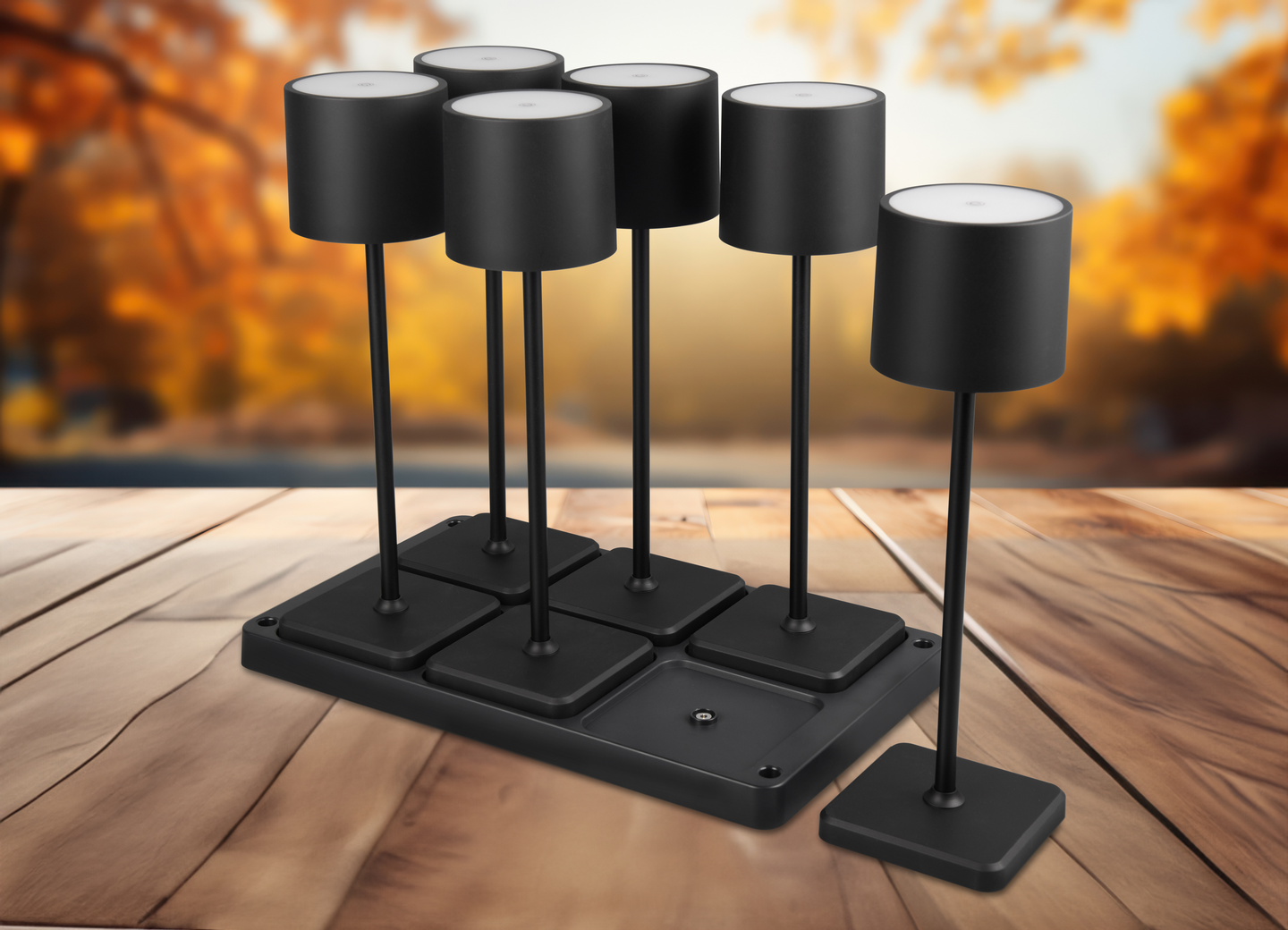 Ulkopöytävalaisin TRIO Fernandez led 6x1,5W musta ladattava