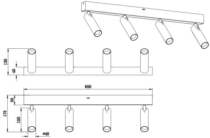 Spotti TRIO Ambala led 4x5,5W 4x500lm mattamusta