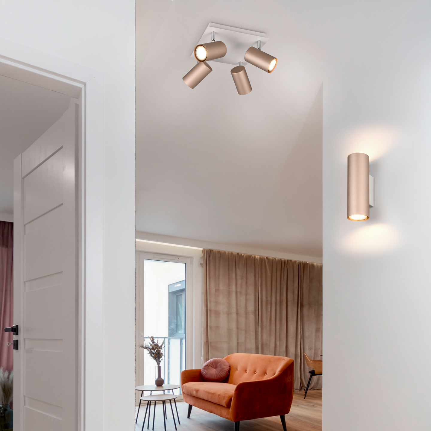 Spotti TRIO Marley GU10 4-osainen kahvinruskea/mattavalkoinen