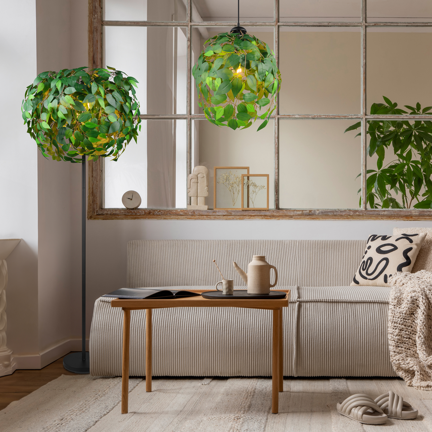 Lattiavalaisin TRIO Leavy 3xE14 vihreä