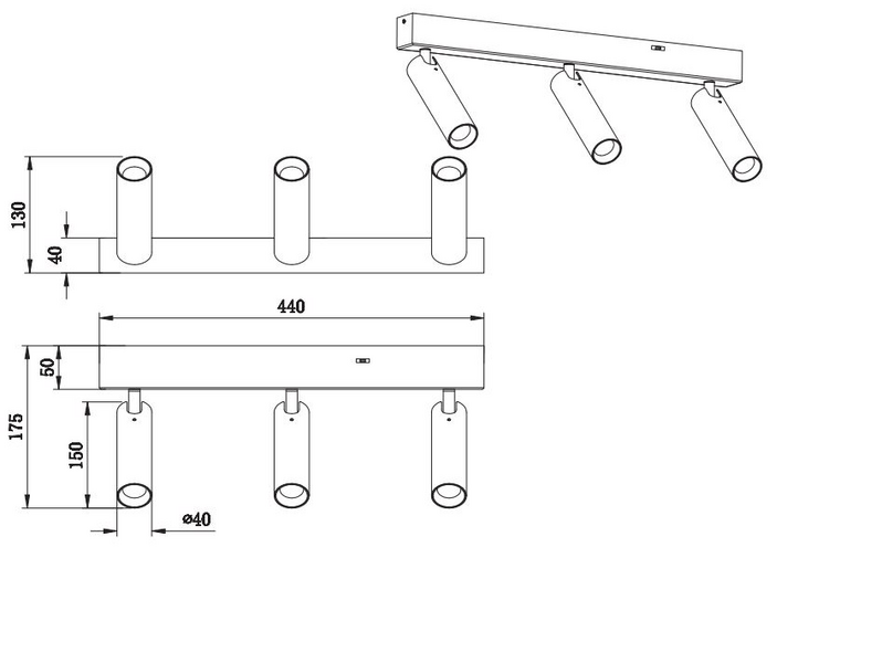 Spotti TRIO Ambala led 3x5,5W 3x500lm mattamusta