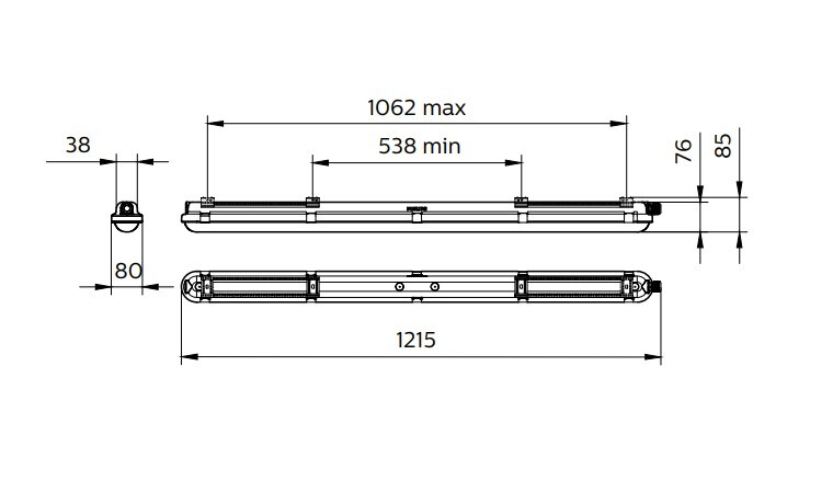 Suljettu teollisuusvalaisin Philips Coreline WT120C LED40S/840 PSUTW3 L1200