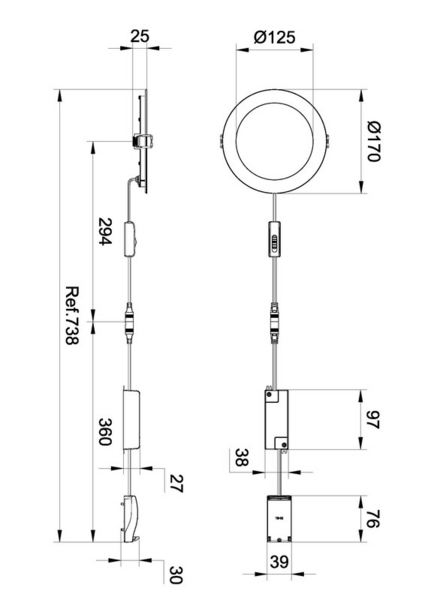 Alasvalo Philips Ledinaire Downlight 1200lm CCT on/off D150 RD