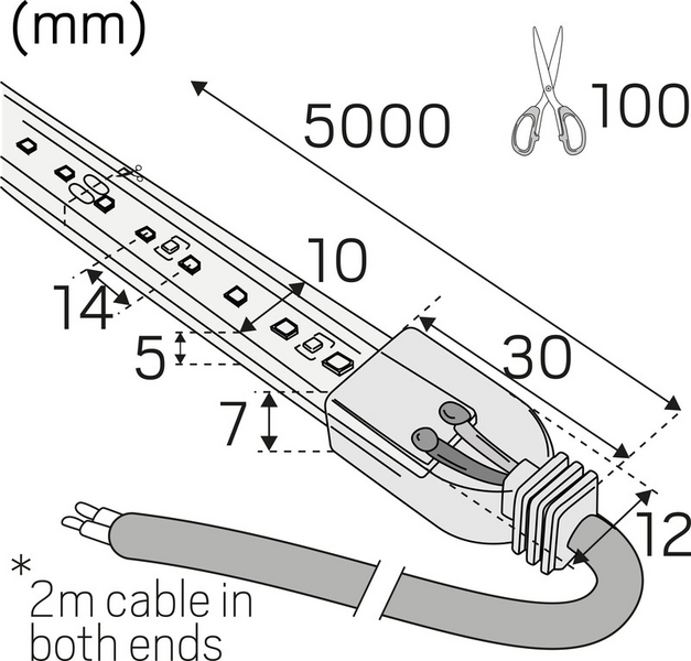 Valoprofiili/-nauha Hide-a-lite 24v Lowlum IP67 495lm/m 4,4W/m 930 5m
