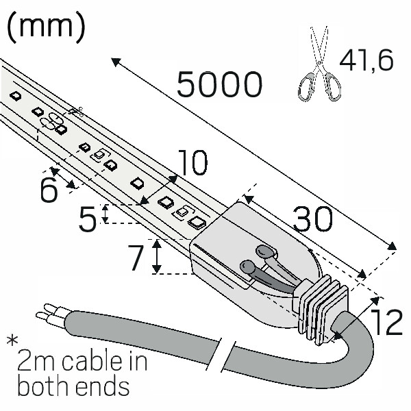 Valoprofiili/-nauha Hide-a-lite 24v Midlum IP67 1115lm/m 9,6W/m 930 5m