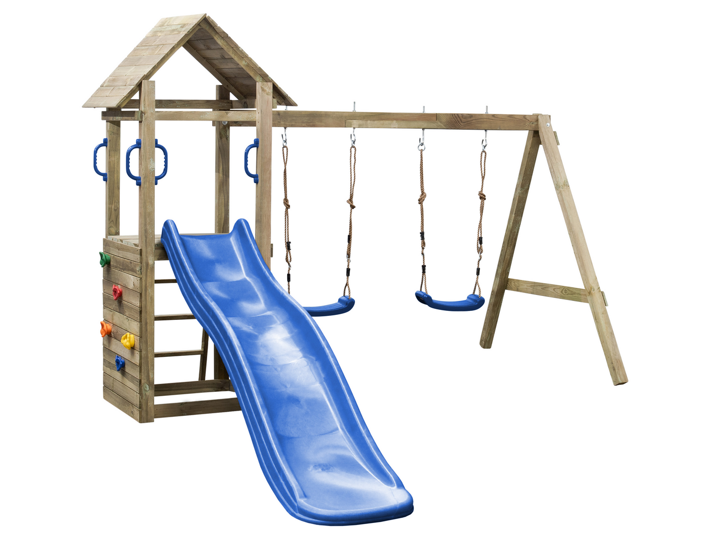 Leikkipaikka Maria kiipeilytorni, keinut ja liukumäki