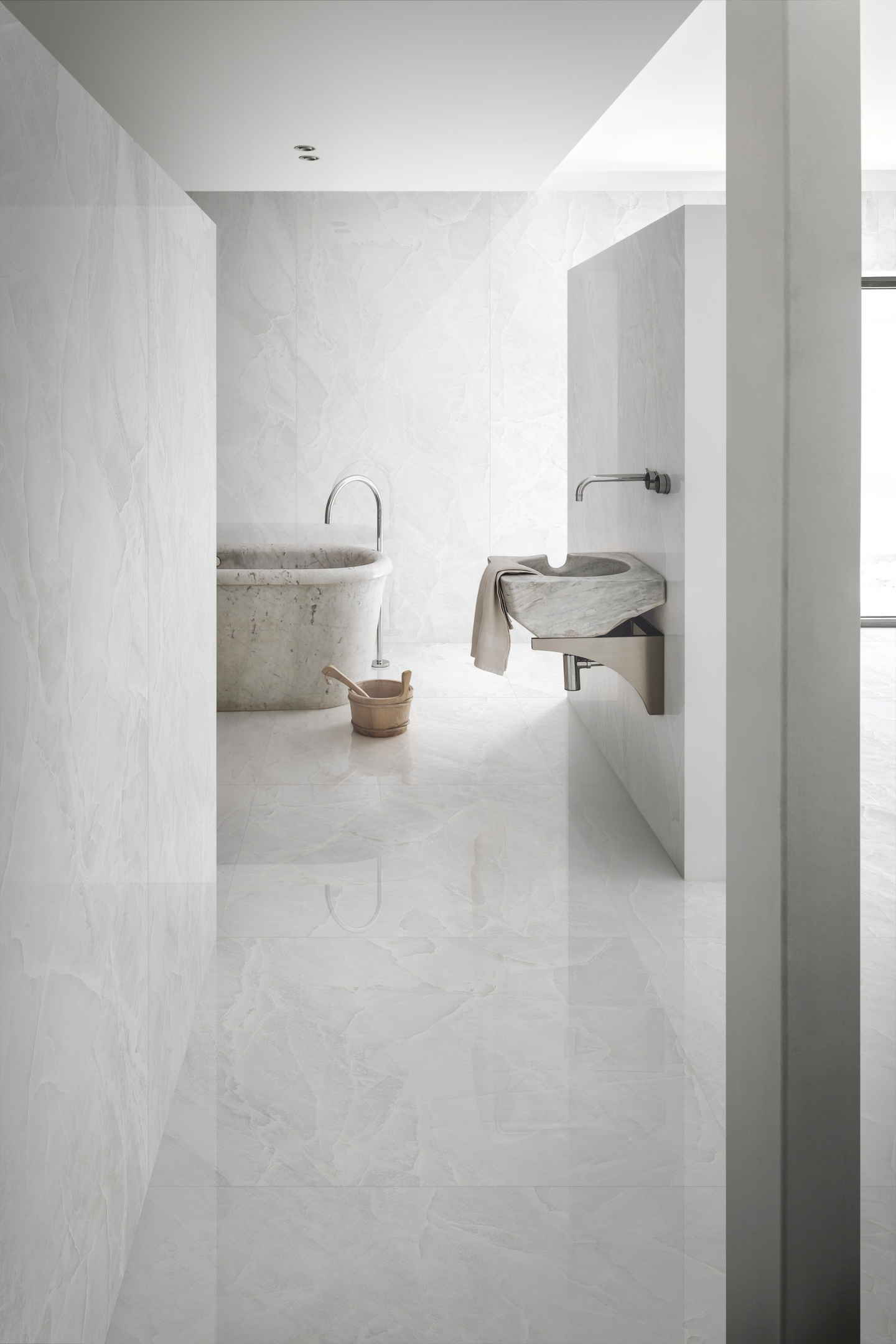 Lattialaatta Grande 120x120 Onice Bianco Lux RT 2,88m²