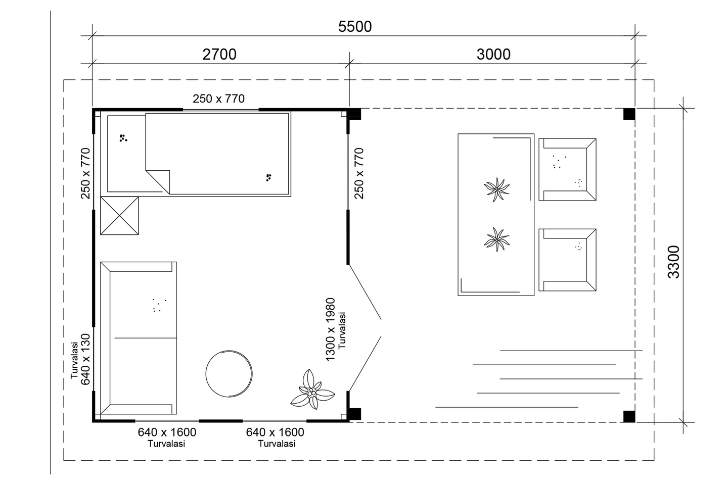 Pihatalo ja pergola Cello Lemland 18,8m²