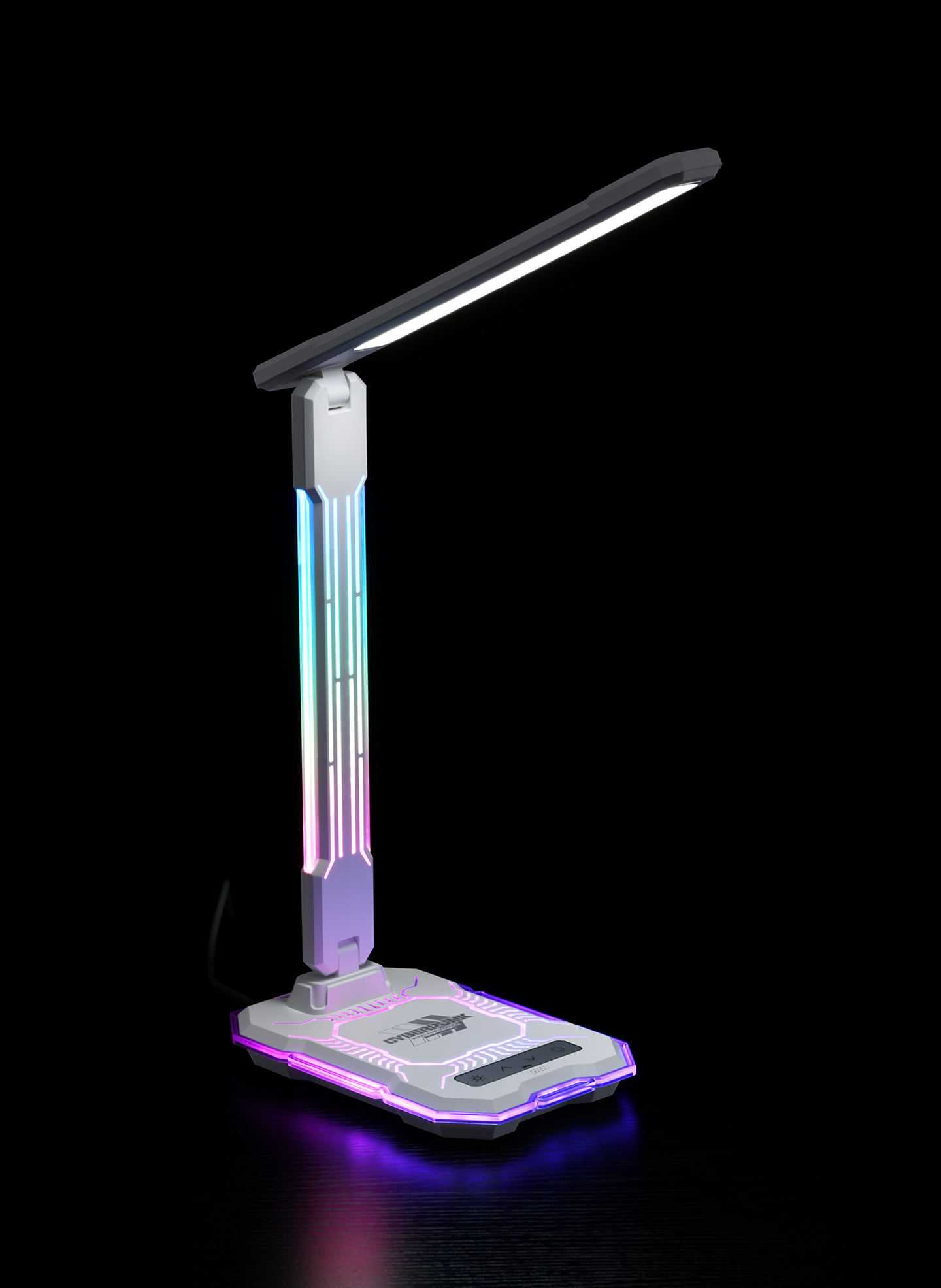 Pöytävalaisin Focuslight E-Sport 9W+3W RGB led langaton latausasema valk.