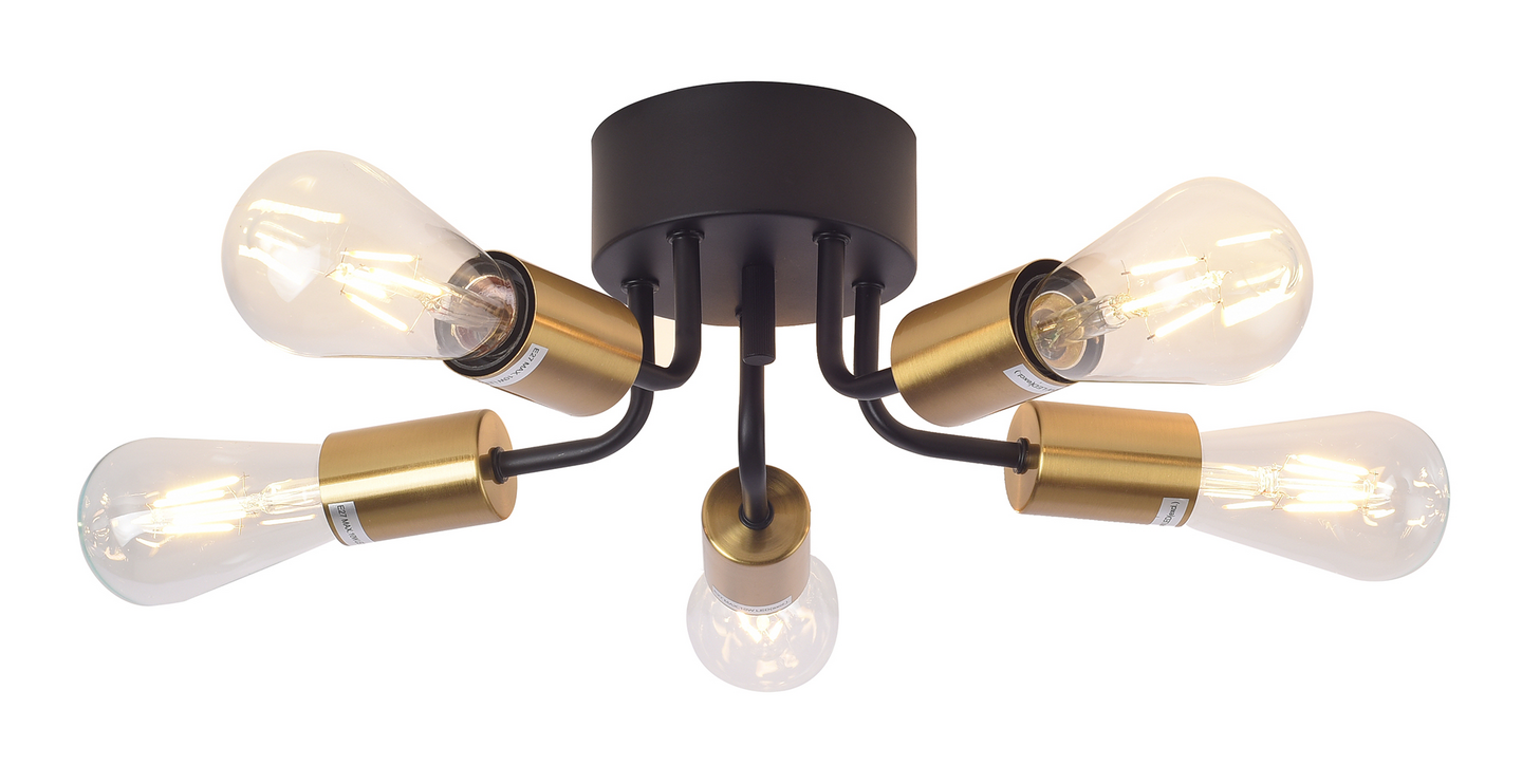 Kattovalaisin Focuslight Marilyn 5xE27 max.40W musta/kulta