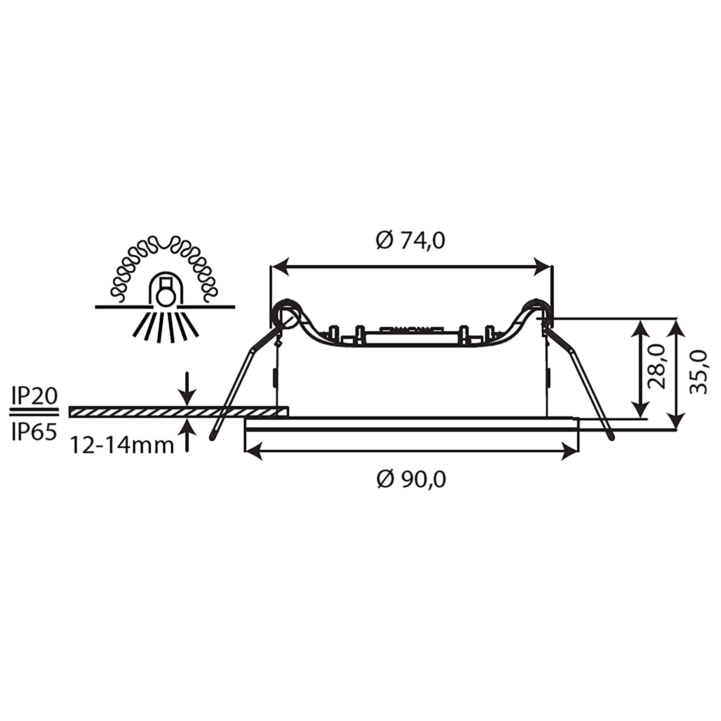 Alasvalo Focuslight Sulo led 5W 500LM -kytkin himmenn. IP65/IP20 valk