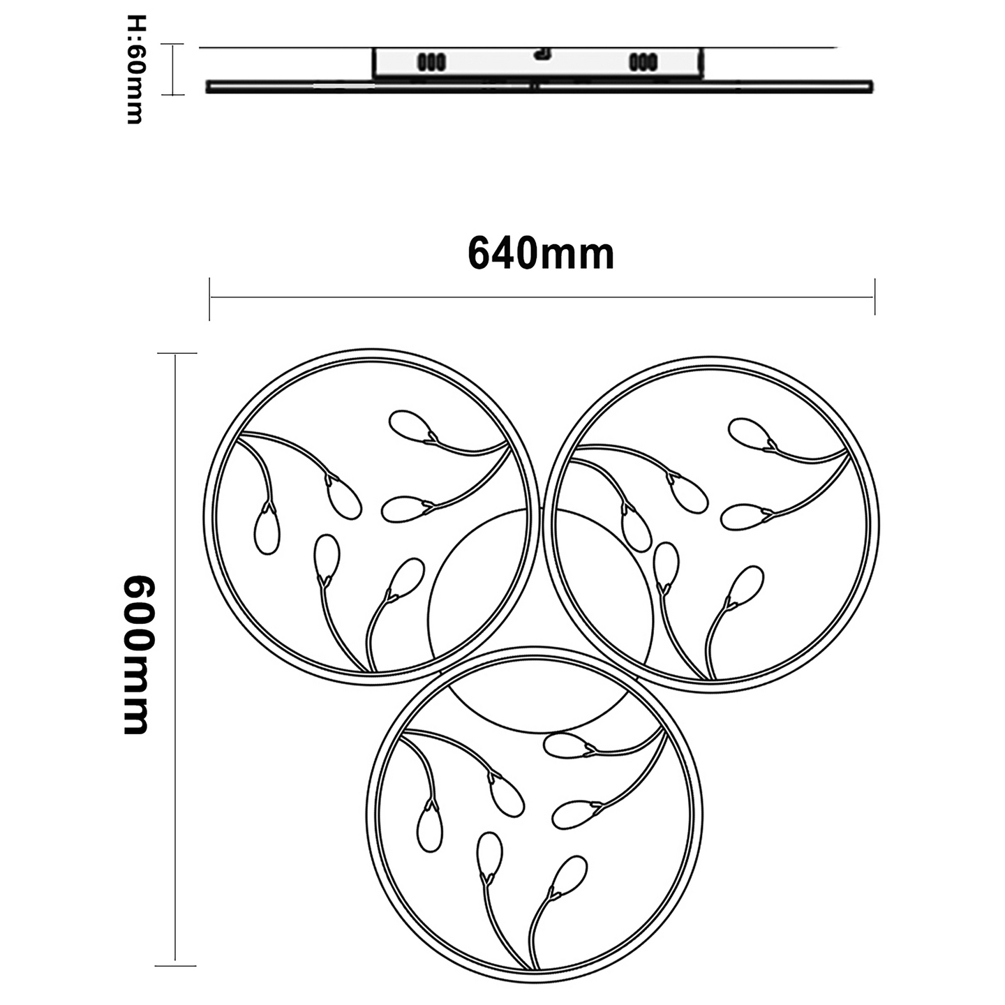 Kattovalaisin Focuslight RINGS led 620mm 3x10W  3600lm himmennys musta