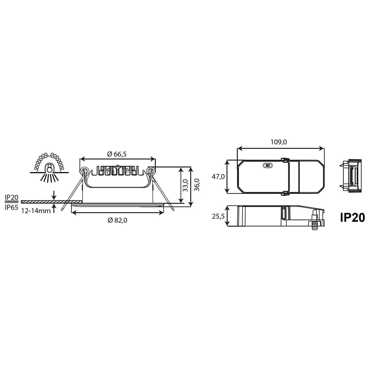 Alasvalo Focuslight Lumo led 5W/7W 550lm IP65/IP20 musta