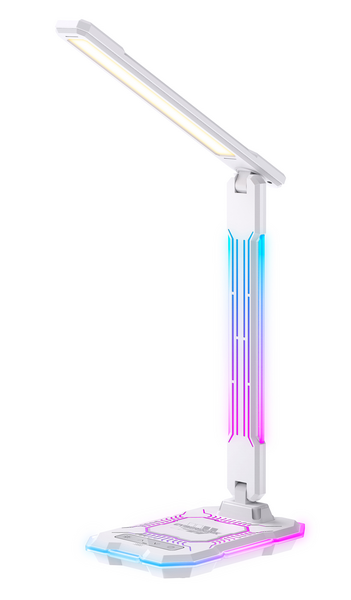 Pöytävalaisin Focuslight E-Sport 9W+3W RGB led langaton latausasema valk.