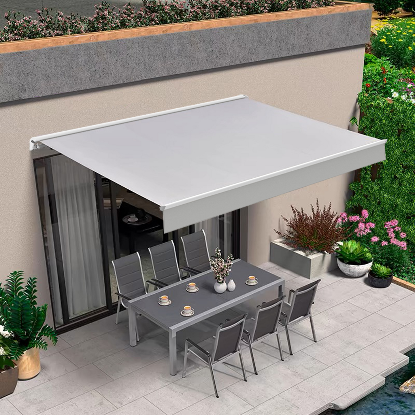 Terassimarkiisi moottoroitu Cello 283x250cm vaaleanharmaa