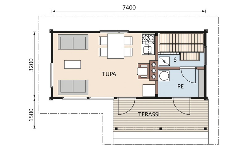 Saunamökki Raami 32 A 24,5m²