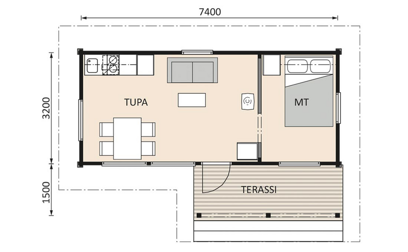 Saunamökki Raami 32 B 24,5m²