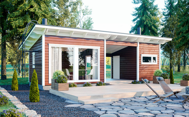 Saunamökki Raami Duo 36 B pulpettikatto 25m²