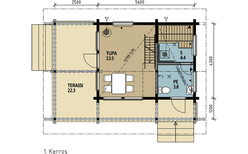 Saunamökki Kimara 55 A 25m²