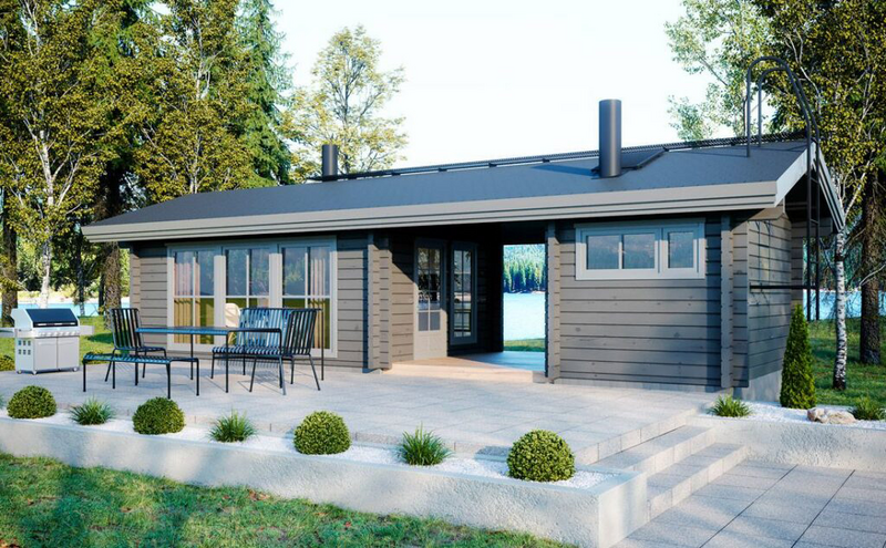 Saunamökki Raami Duo 40 A harjakatto 29,5m²