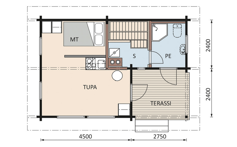 Saunamökki Kimara Raami 37 29,5m²