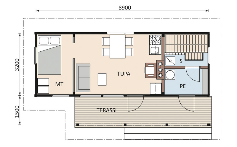 Saunamökki Kimara Raami 41 29,5m²