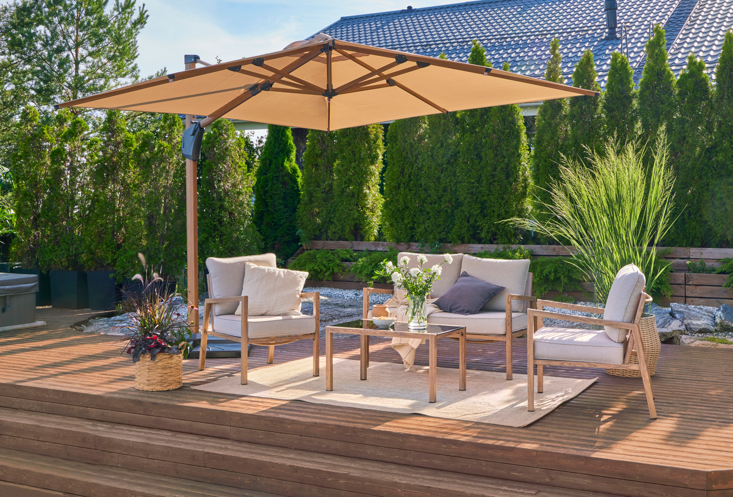 PARASOLL CELLO PANAMA NATURAL 300X256CM