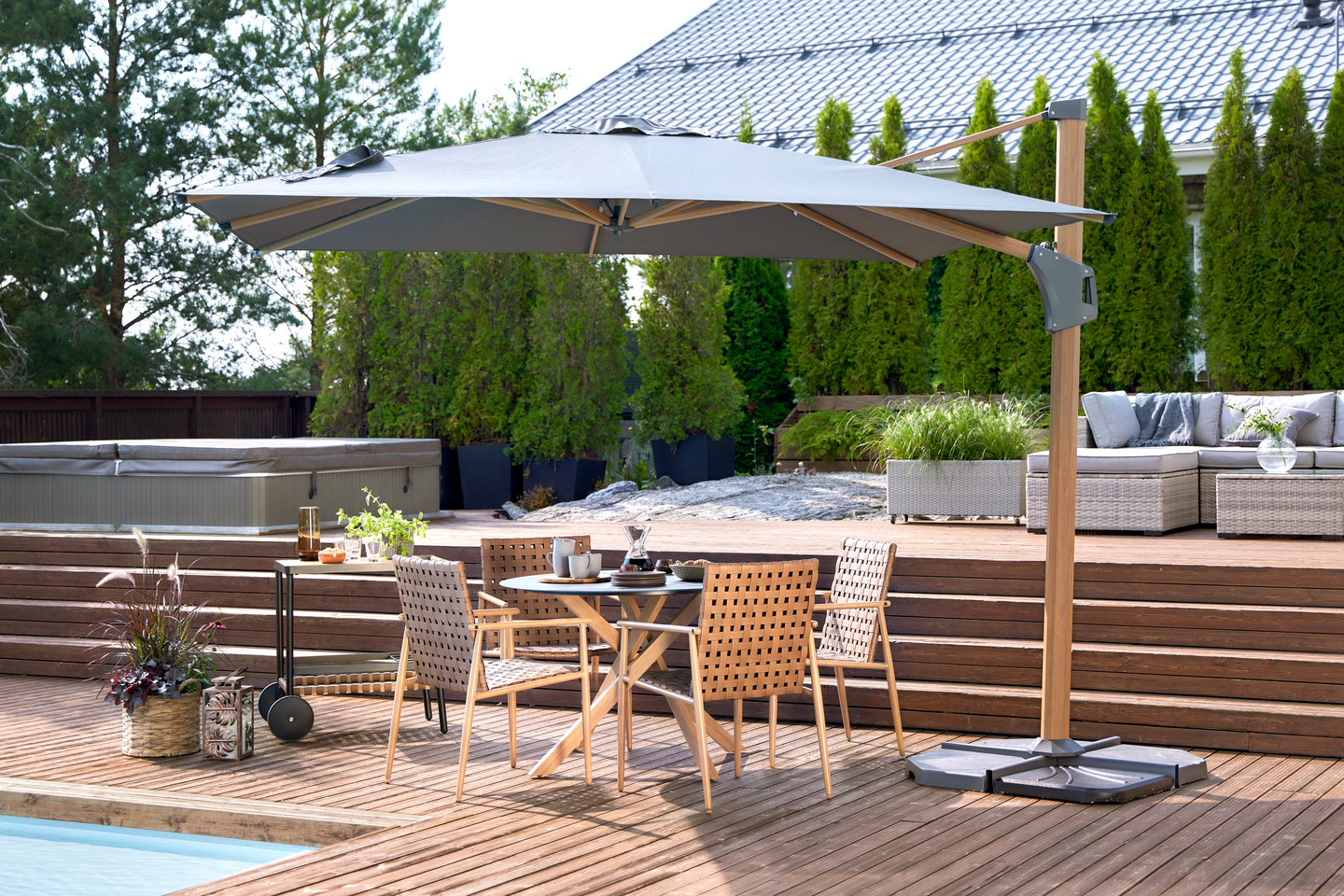 PARASOLL CELLO PANAMA GRÅ 300X256CM