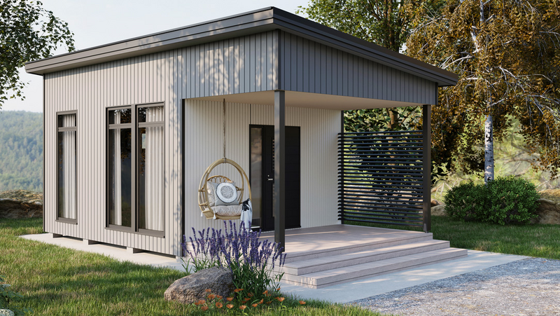 Huvila Pontti H125 tupa, makuuhuone ja wc