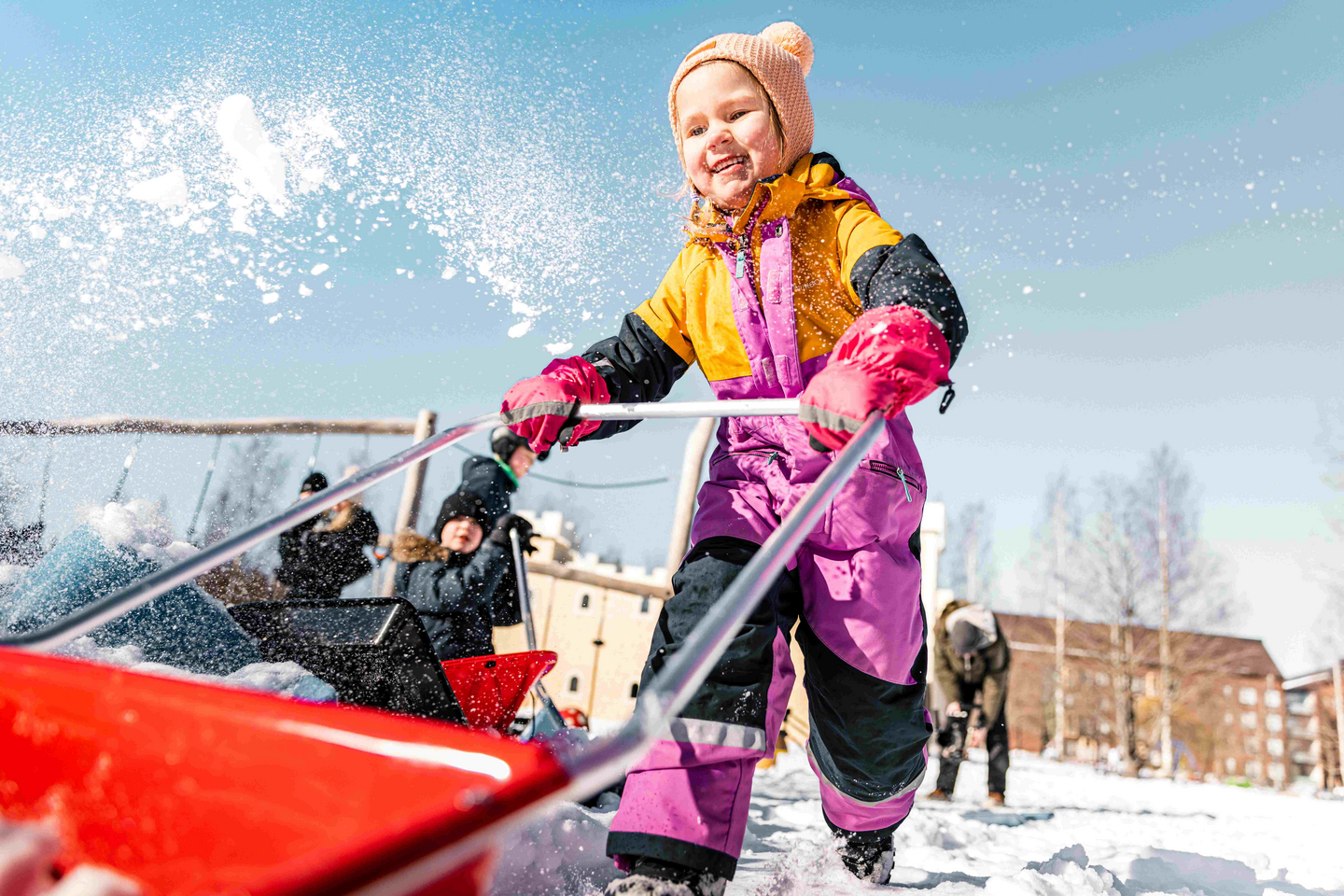 Lasten lumikola The Pulkka punainen