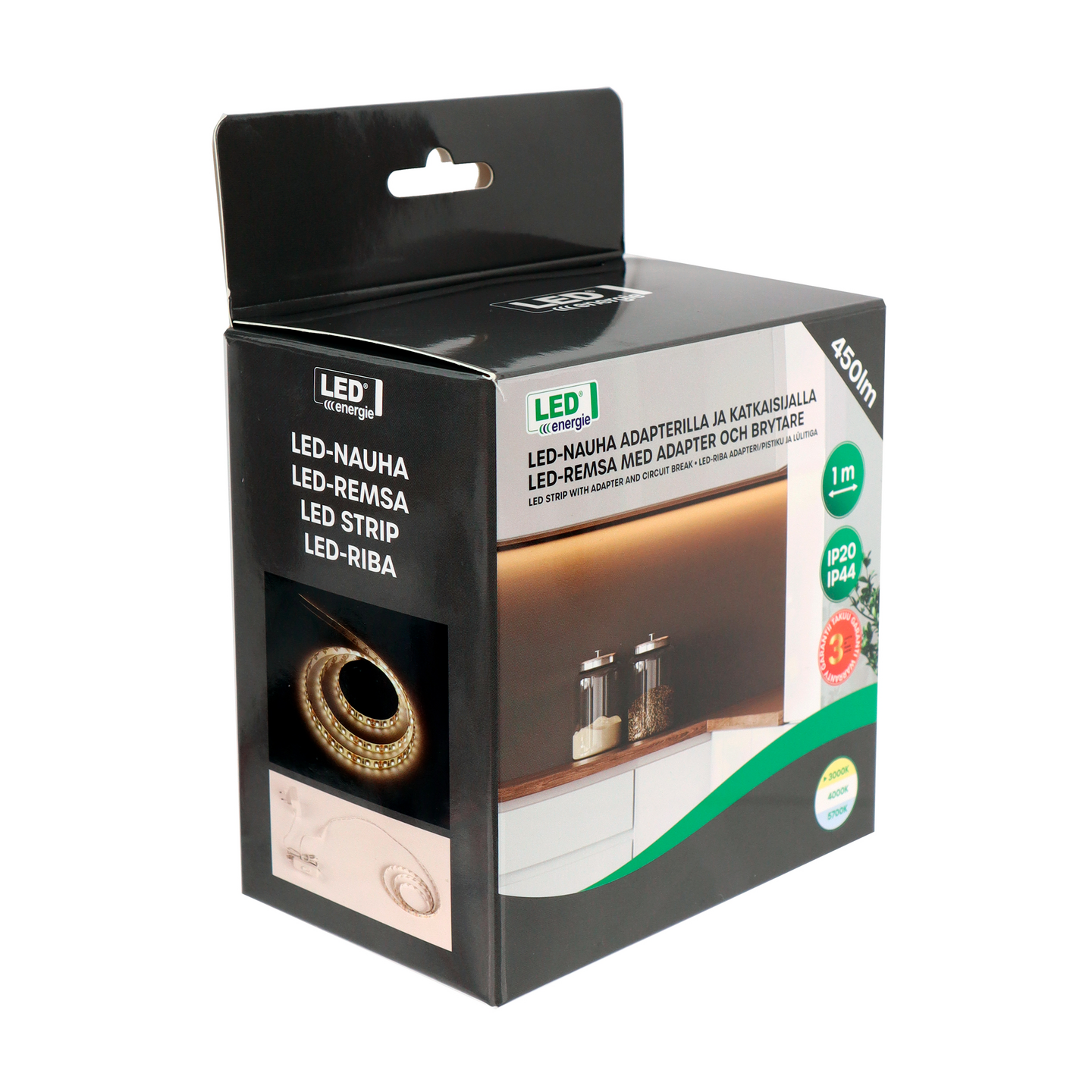 Valonauha Led Energie 9,6W 450lm 3000K IP20/IP44 1m muuntajalla