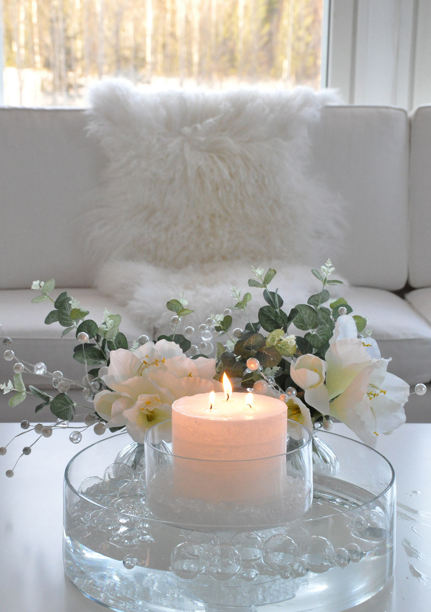 Huurrekynttilä 3-sydän Finnmari 14x14x10cm valkoinen