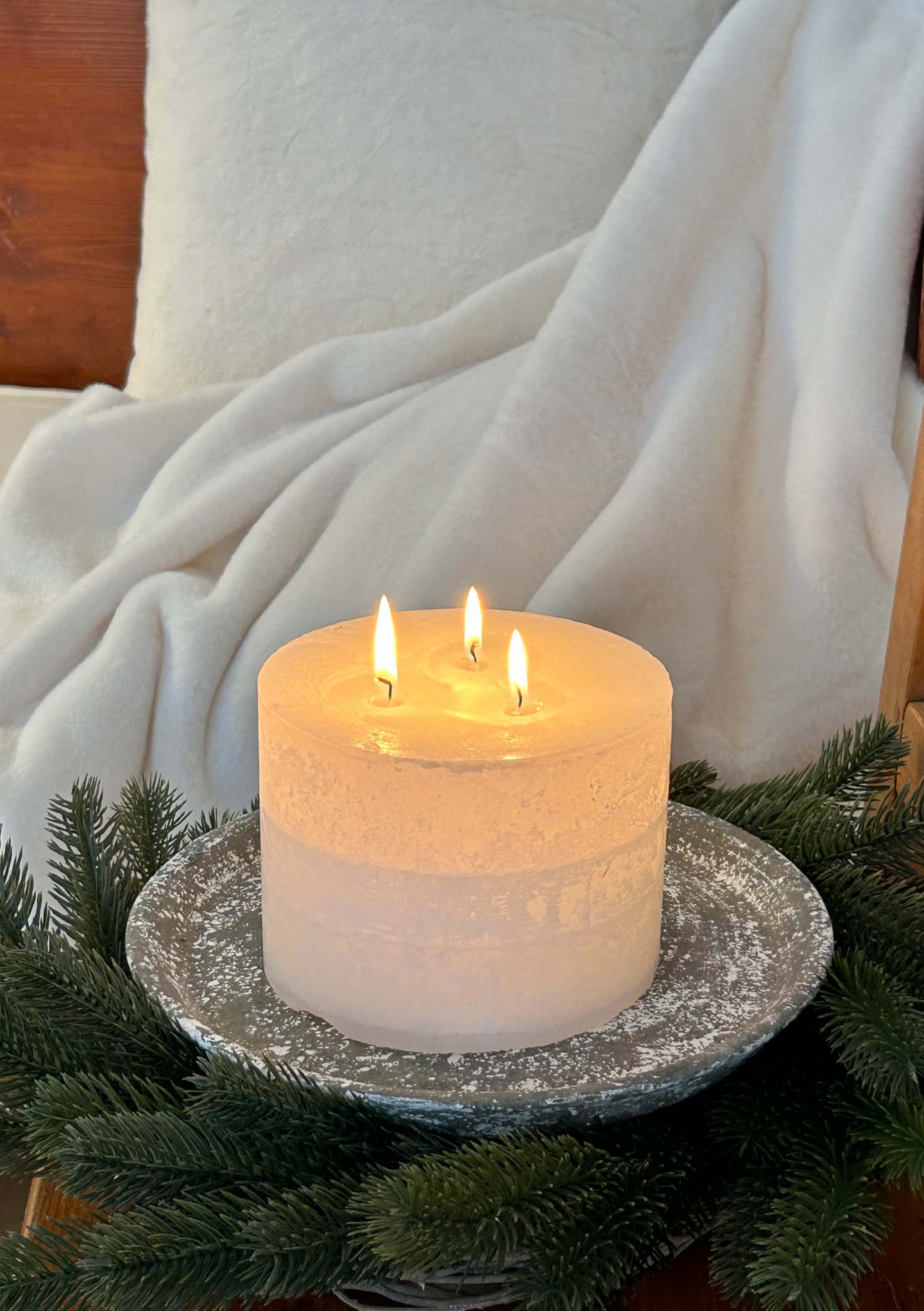 Huurrekynttilä 3-sydän Finnmari 14x14x10cm valkoinen