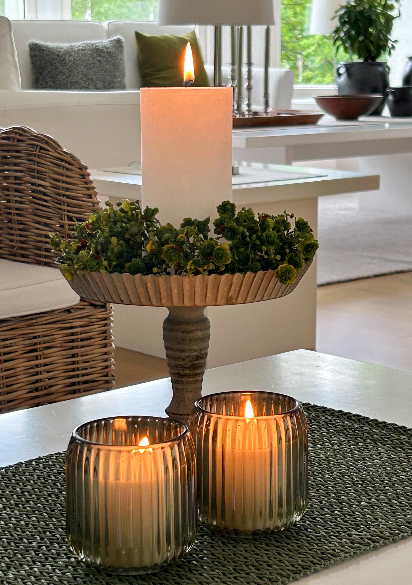 Lasikynttilä Finnmari 8,5x8,5x8,5cm tuoksu vihreä