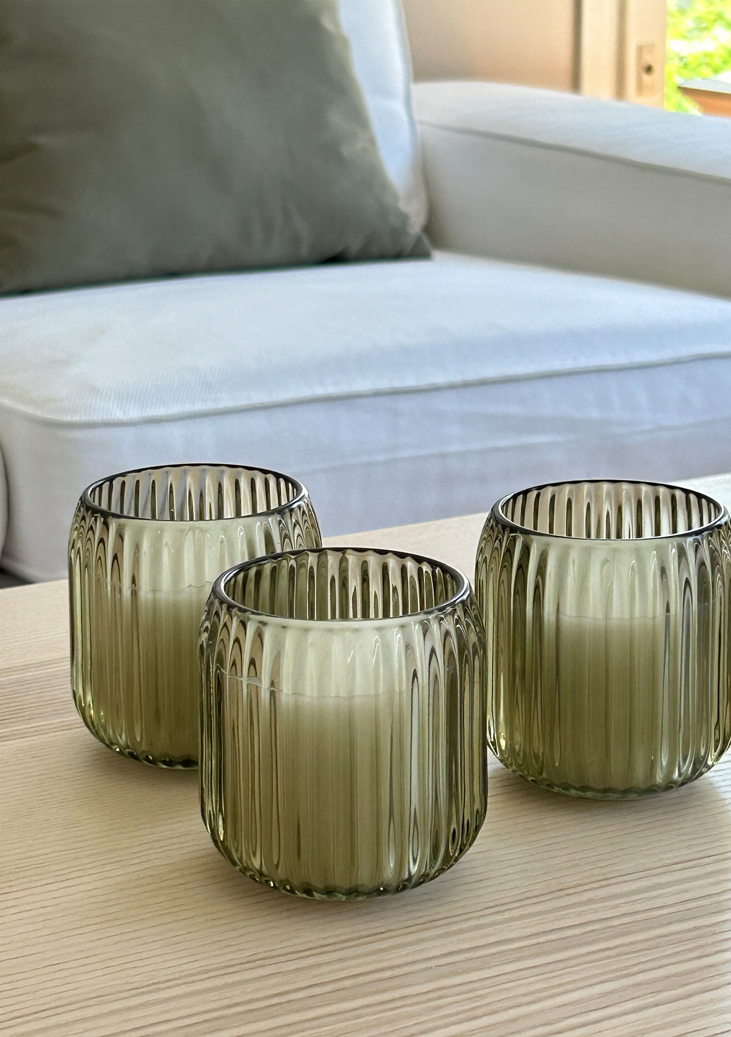 Lasikynttilä Finnmari 8,5x8,5x8,5cm tuoksu vihreä