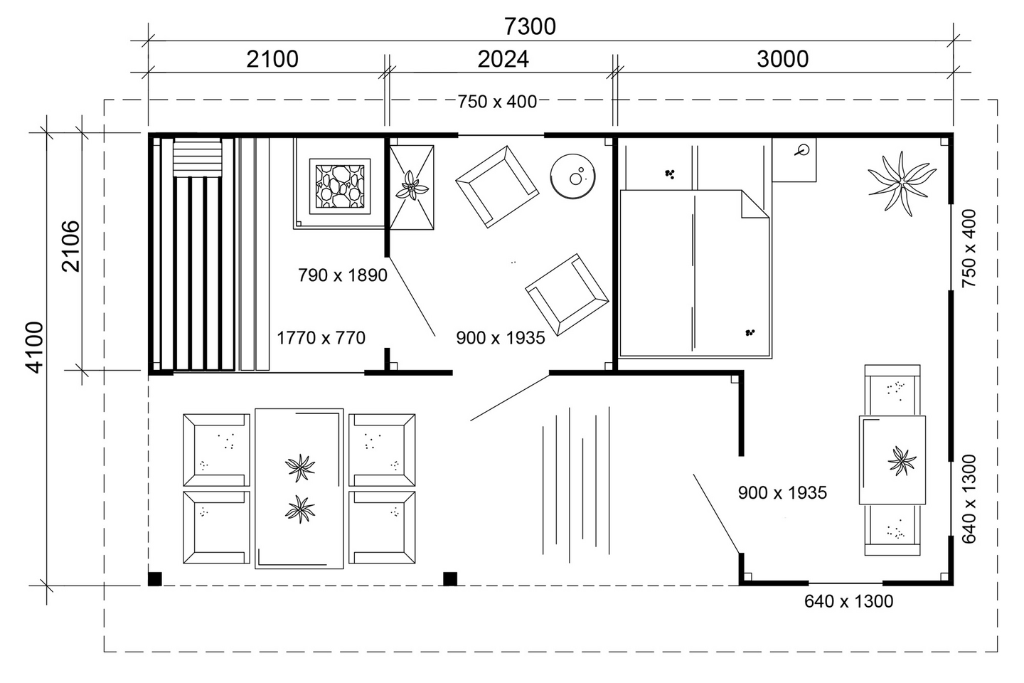 Saunamökki Solsidan 29,9m²
