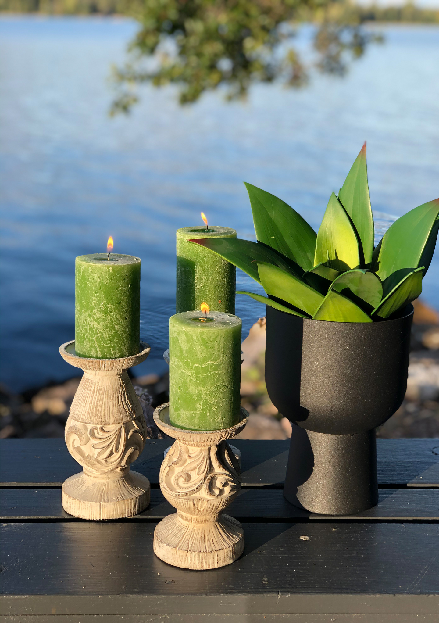 Huurrekynttilä Finnmari 7x7x10cm oliivi