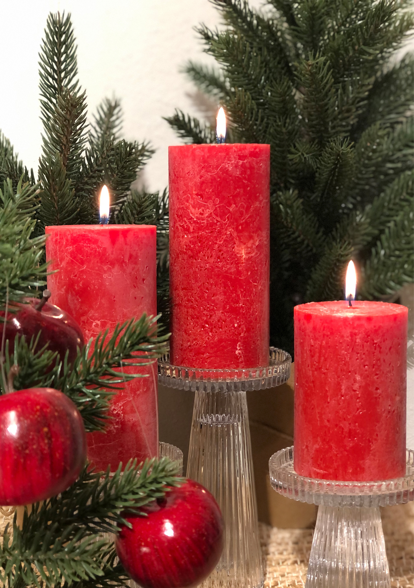 Huurrekynttilä Finnmari 7x7x15cm punainen